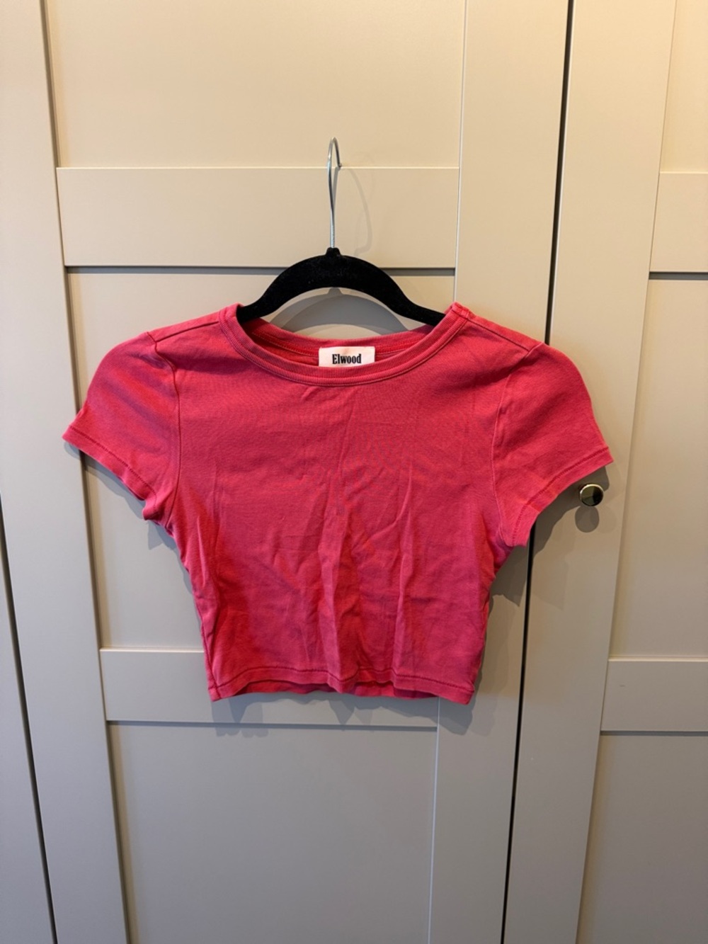 Elwood red Cropped Rib Knit Tee
